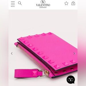 Valentino pink ROCKSTUD CALFSKIN CARDHOLDER NEW